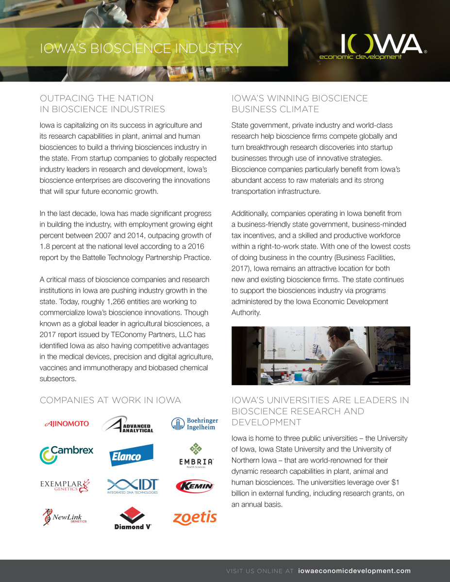 Iowa industry reports support leadership position